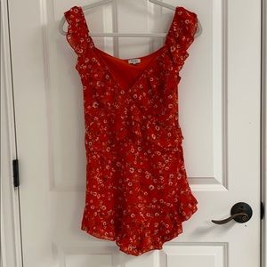 TOBI Red Floral Romper
